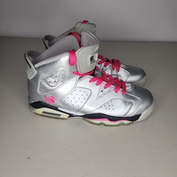 Air Jordan VI 6 Valentine's Day Retro Silver Pink Size 5.5Y 543390-009 EU38 - Picture 3 of 10
